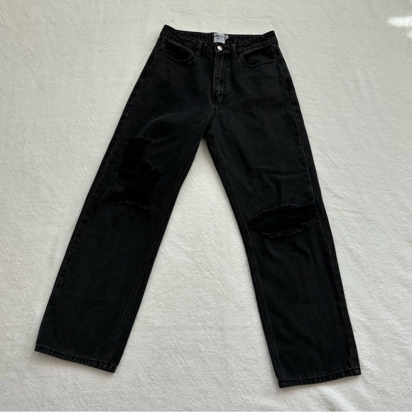 Princess Polly Black Wide Leg Ripped Jeans - Picture 1 of 3